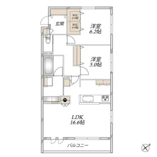 アチェーロ駒沢大学【2階】の間取り