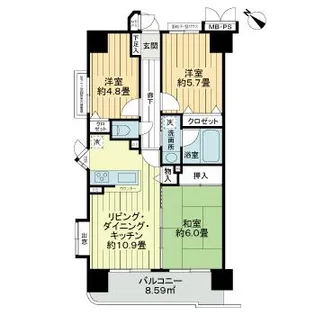 ライオンズプラザ赤羽【4階】の間取り