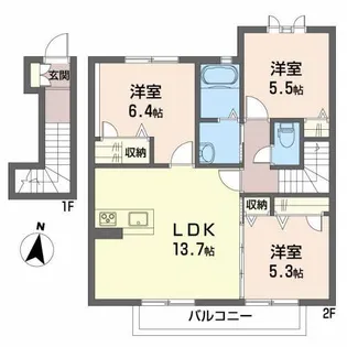 シャーメゾン中久万【2階】の間取り