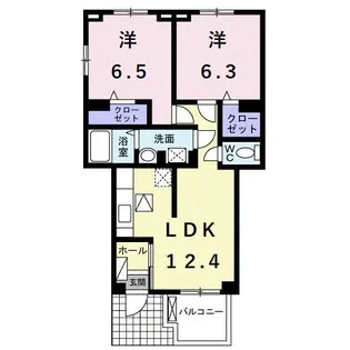 ノースコート・K【1階】の間取り