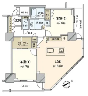 The Kashiwa Tower【22階】の間取り