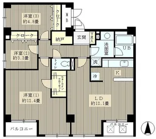 エステージ御殿山【3階】の間取り