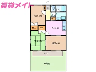 コウヨウ羽津ハイツ【1階】の間取り