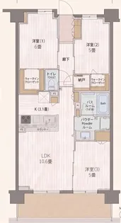 シティハウス三郷中央ステーションコート【4階】の間取り