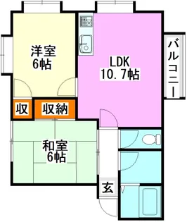 コーポタツフジ【2階】の間取り
