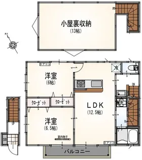 サンライズ登戸III【2階】の間取り