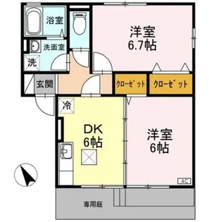 ヴィル グリシーヌ B【1階】の間取り