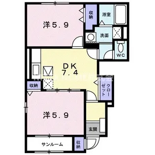 グレイスフルB【1階】の間取り