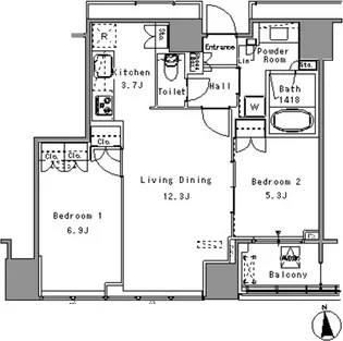 White Tower Hamamatsucho【18階】の間取り