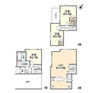 神奈川県横浜市神奈川区六角橋6【一戸建】の間取り