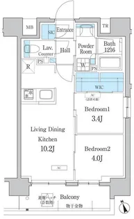 デュオフラッツ浅草田原町【10階】の間取り