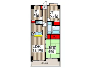 入間市駅 徒歩9分 都市ガス 3LDK オートロック付【7階】の間取り
