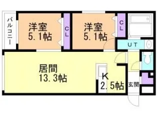 シエルクレール宮の沢【4階】の間取り