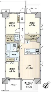 ヴェレーナシティ稲毛海岸【3階】の間取り
