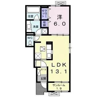 カサ・プリマベラV【1階】の間取り