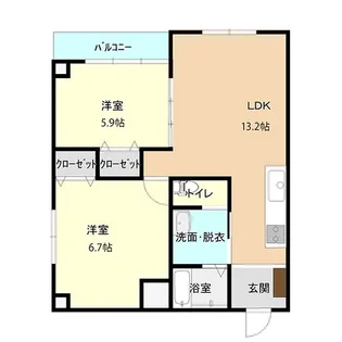 ピアリッジ西長江【2階】の間取り