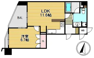 リーガル靭公園北【8階】の間取り