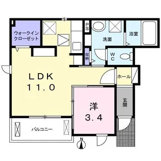 ヴィラ・メーラ B【1階】の間取り
