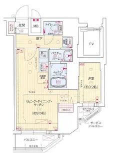 プレリス花の木オルディア【15階】の間取り