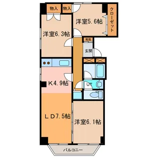 ホワイトパレス【4階】の間取り