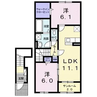 サニーテラス B【2階】の間取り