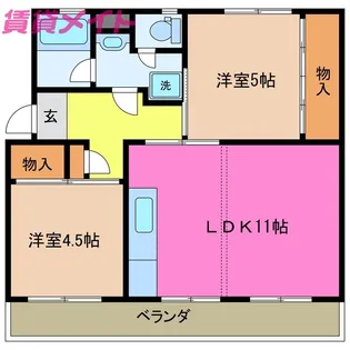 フェリーナ111棟【5階】の間取り