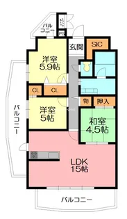 アーバンシティ小田原 鴨宮【6階】の間取り