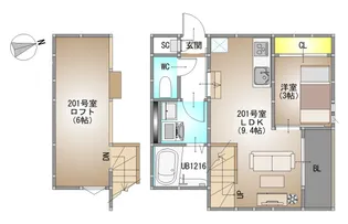 GRANDTIC 大元駅東【2階】の間取り