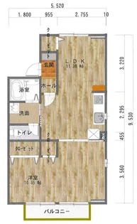 コーポマルヤマB【1階】の間取り