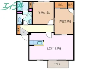 ビレッジ石塚 D棟【2階】の間取り