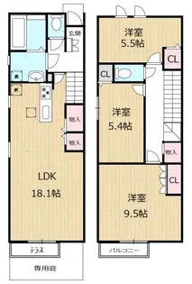 ヴェラカーサ花立B【1階】の間取り
