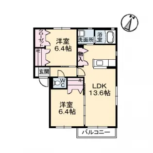 パティオフローラ C棟【2階】の間取り