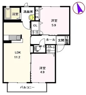 サウザンドタウン D棟 *【2階】の間取り
