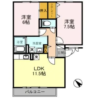 滋賀県野洲市久野部【アパート】の間取り
