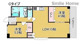 パレ北加賀屋【10階】の間取り