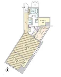 MOMENTO SHIODOME【16階】の間取り