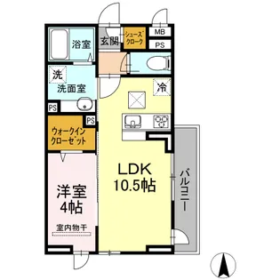 イーストナイン【1階】の間取り