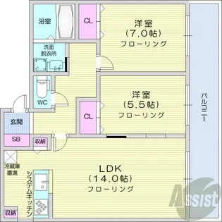 ラディア山鼻【4階】の間取り