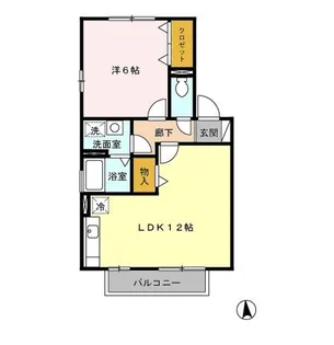 クラージュタウンB【1階】の間取り