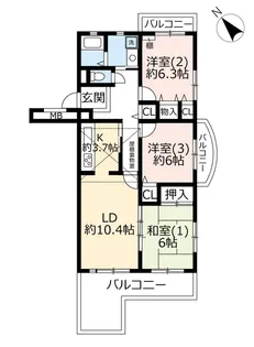 URコンフォール浦安弁天【2階】の間取り