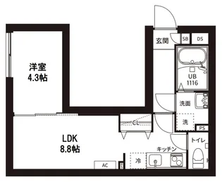 レピュア曙橋駅前レジデンス【4階】の間取り