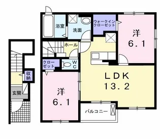 K’sヴィレッジ平井 B【2階】の間取り