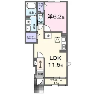 カーサエテルノC【1階】の間取り