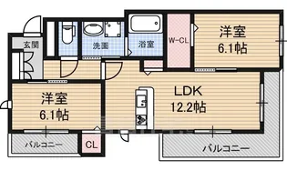 ファイブコート上野芝【3階】の間取り