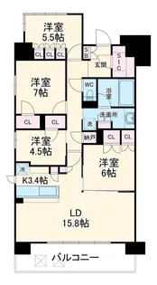 レーベン検見川浜GRANVARDI【4階】の間取り