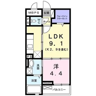 アクラス三山木【2階】の間取り