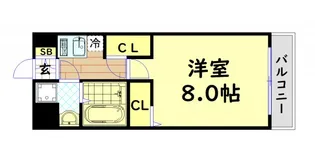 フレイランスNAMBA PLACE【6階】の間取り