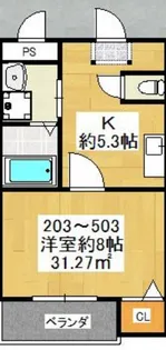 アンソレイユ菱屋西【2階】の間取り