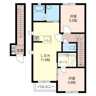 ジューヴェA【2階】の間取り