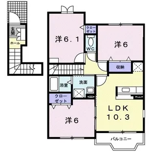 リーヴァ・アルコバレーノ【2階】の間取り